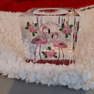Simon Designs Collection Pink Flamingo Crystal Votive Candle Holder 2.25"